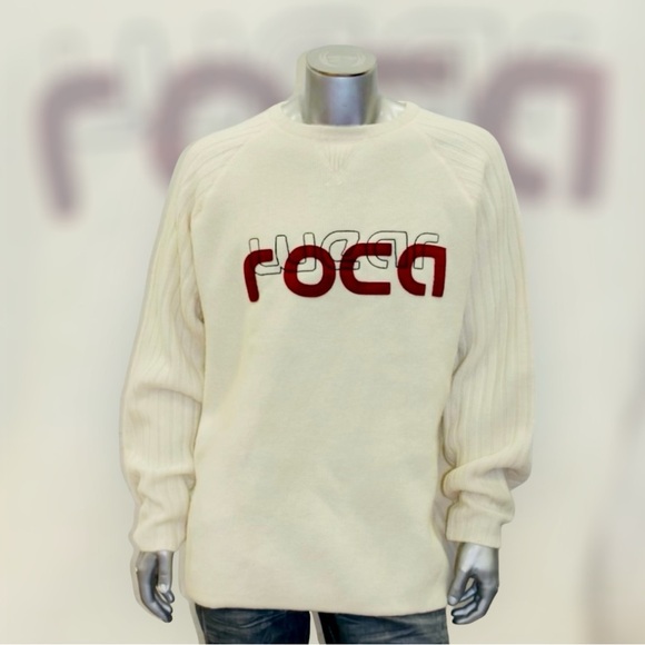 Men's Rocawear IvoryBurgundyBlack Sweater 100% Lamb's Wool